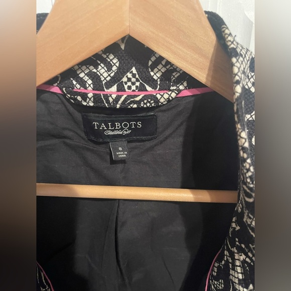 Talbots Black and White Lace-Patterned Jacket Women’s Size 8 - Picture 4 of 6